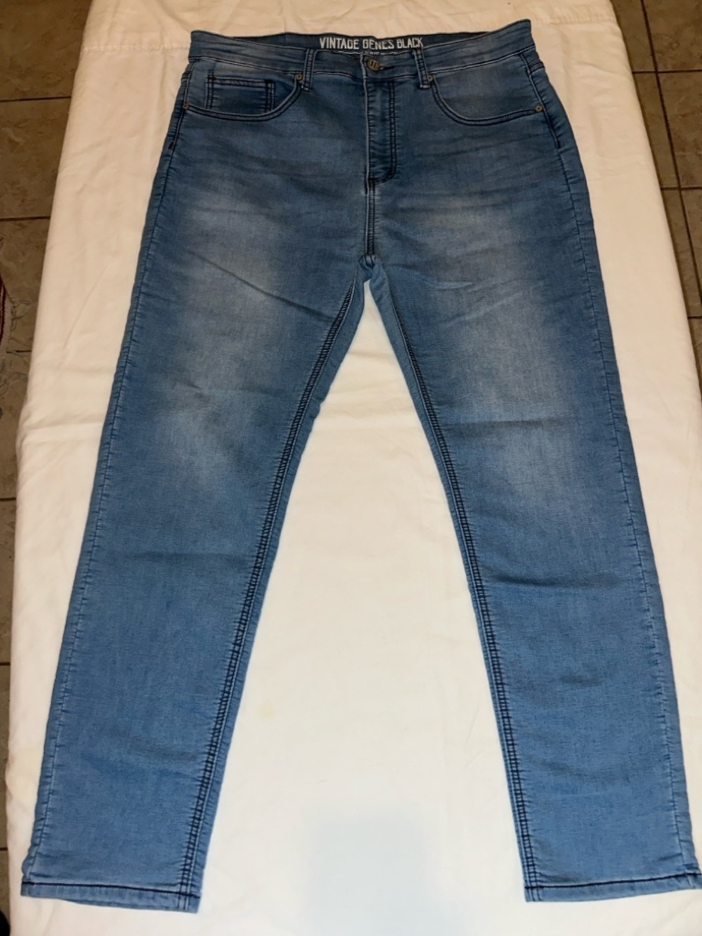 Vintage Genes Black Slim Fit Light Wash Jeans
